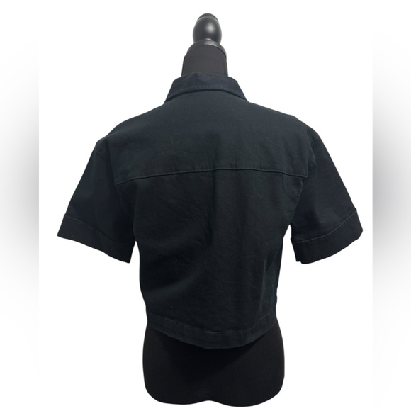 Oak + Fort Denim Cropped Short Sleeve Top - Picture 3 of 11